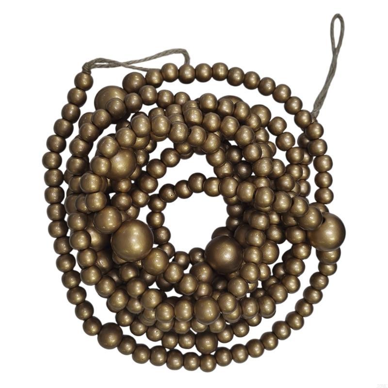 Natural Wooden Bead Strands For Christmas Tree Decors And Gift Wrapping Accent J0MC