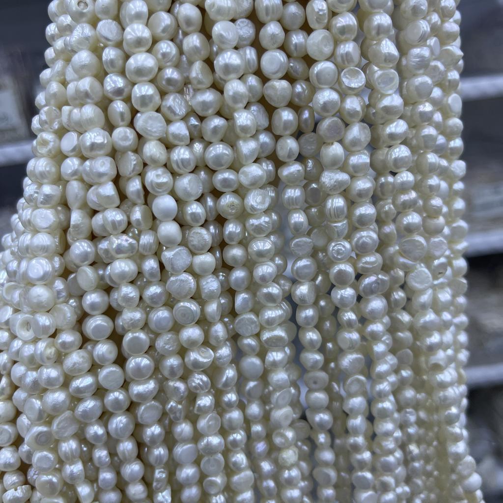 1String, Baroque White Natural Freshwater Pearls, Straight Hole Nugget Pearl Beads for Jewelry Making DIY Crafts Length 36cm)
