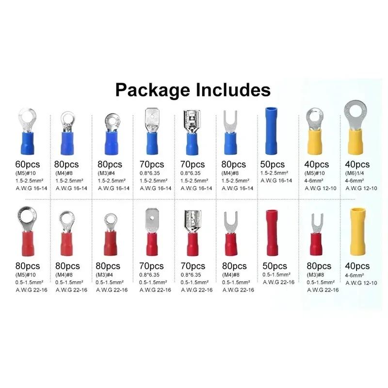 280pcs Assorted Spade Terminals Insulated Cable Connector Electrical Wire Crimp Butt Ring Fork Set Ring Lugs Rolled Kit