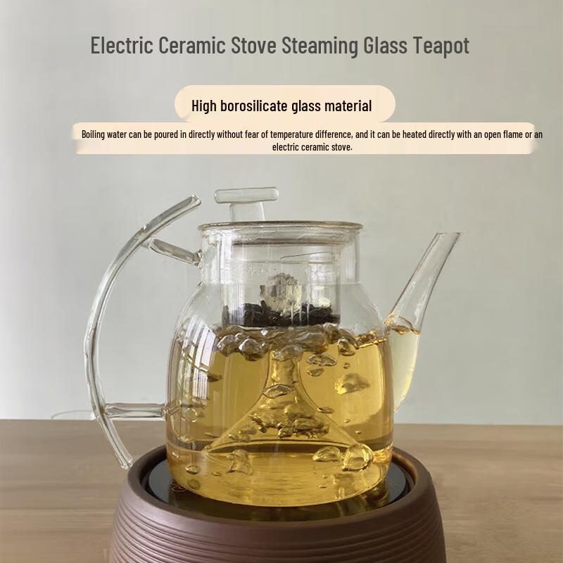 Handmade Borosilicate Glass Steaming Teapot
