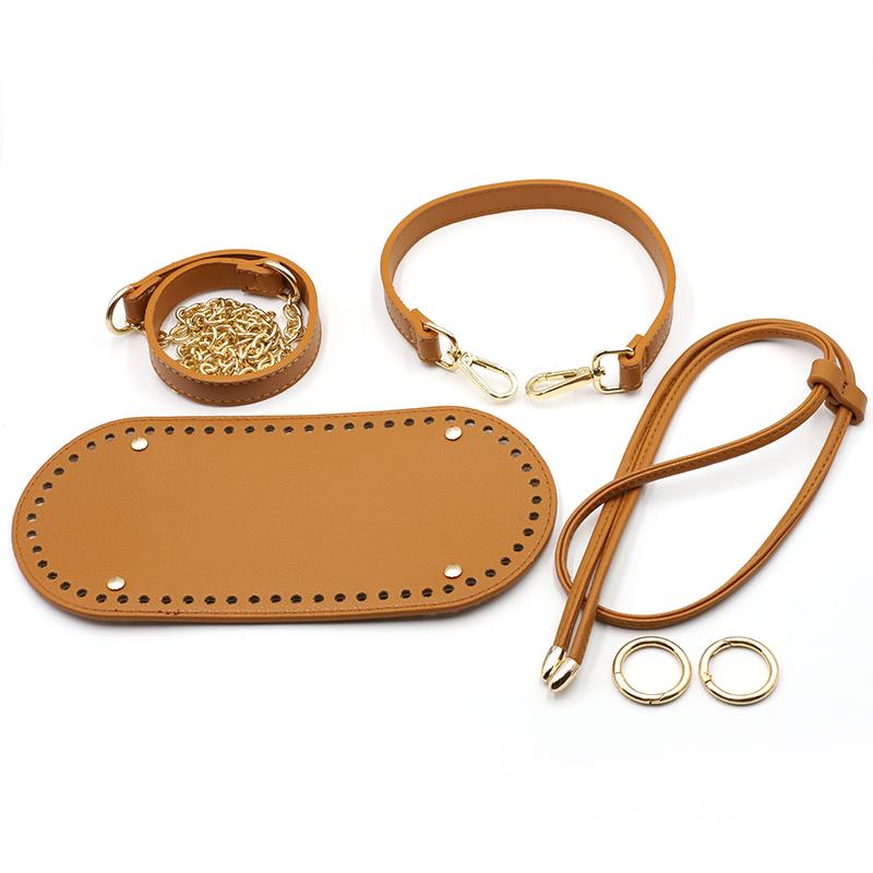 Handmade DIY Leather Bag Bottom Handbag Woven Set Shoulder Strap Crossbody Handle Crochet Bags Knitting Hardware Accessories