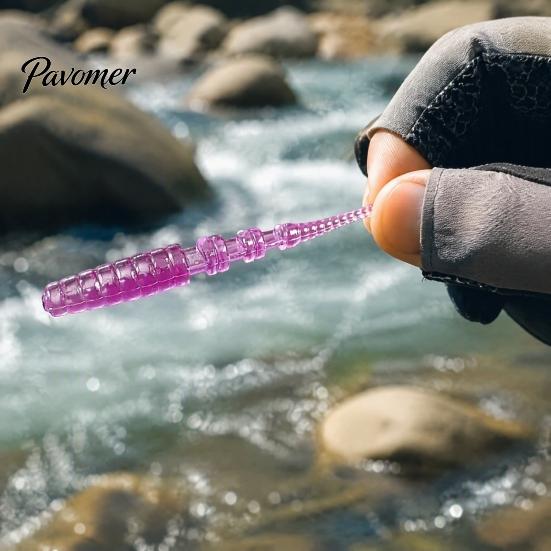Flexible Soft Lures 50Pcs Bionic Worm Bait, 40MM/0.37g 50MM/0.45g Artificial Lure with Needle Realistic Baits Tail, Swim for Freshwater Saltwater