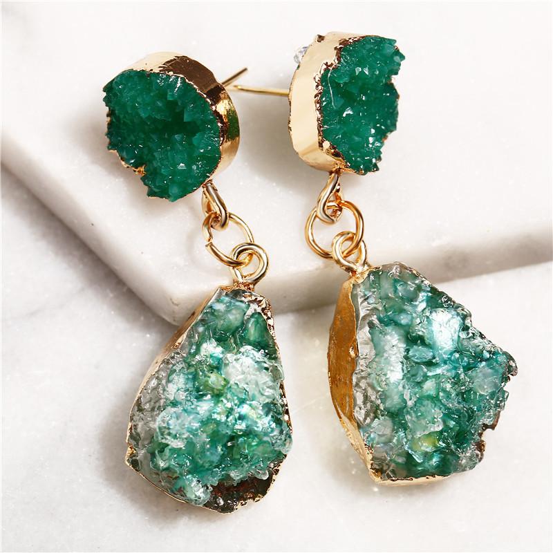 Retro cluster crystal stud earrings, candy-colored water drop earrings for women
