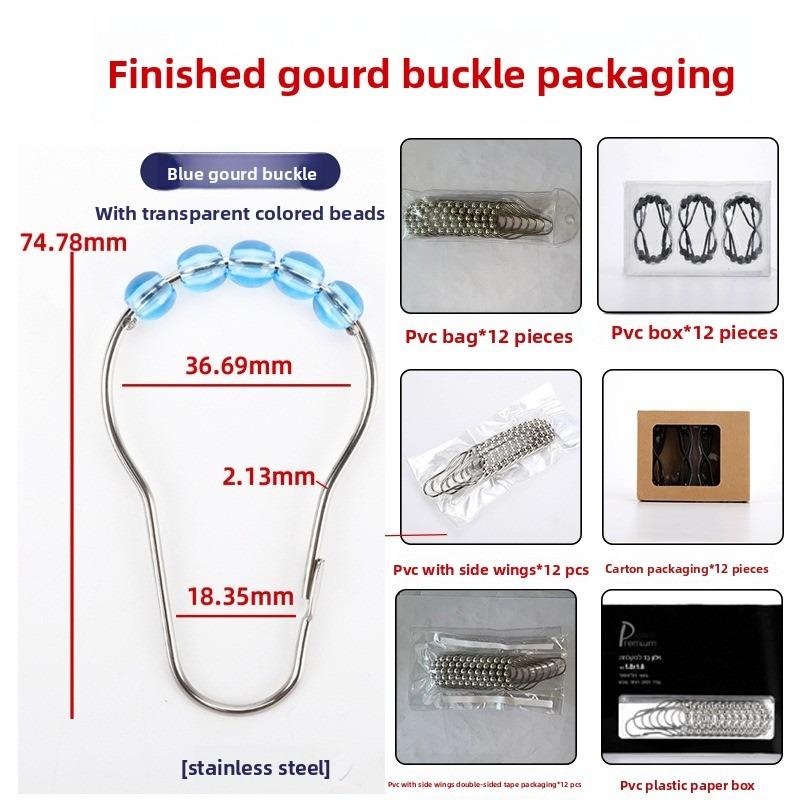 12-Piece Stainless Steel Rollerball Glide Shower Curtain Hooks - Rust-Resistant and Easy To Install