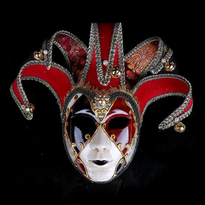 

Venice Retro Purple Full Face Mask Adult Clown Witch Design Scary Halloween Cosplay Masquerade Party Costume Props for Men Women червоний