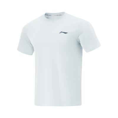 Li Ning Løpeserie Casual Minimalistisk Sportspullover Rund hals Ensfarget Kortermet T-skjorte Herre Topper Folk-Blue ATSV471-3