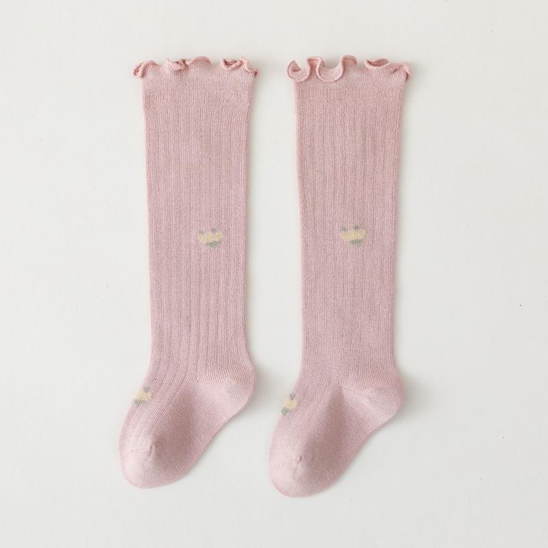Spring Baby Socks for Girls, Long Tube Socks for Babies and Children, Floral Loose Top Socks for Newborns, Non-Tightening Socks for Little Girls