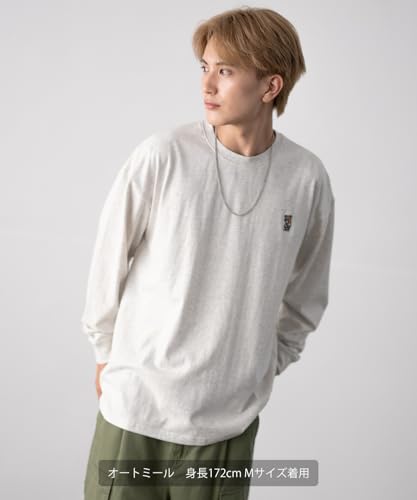 IMPROMES Casual SIDEWAYSTANCE Embroidered Downer Bear Long Sleeve T-Shirt, Men's, Khaki