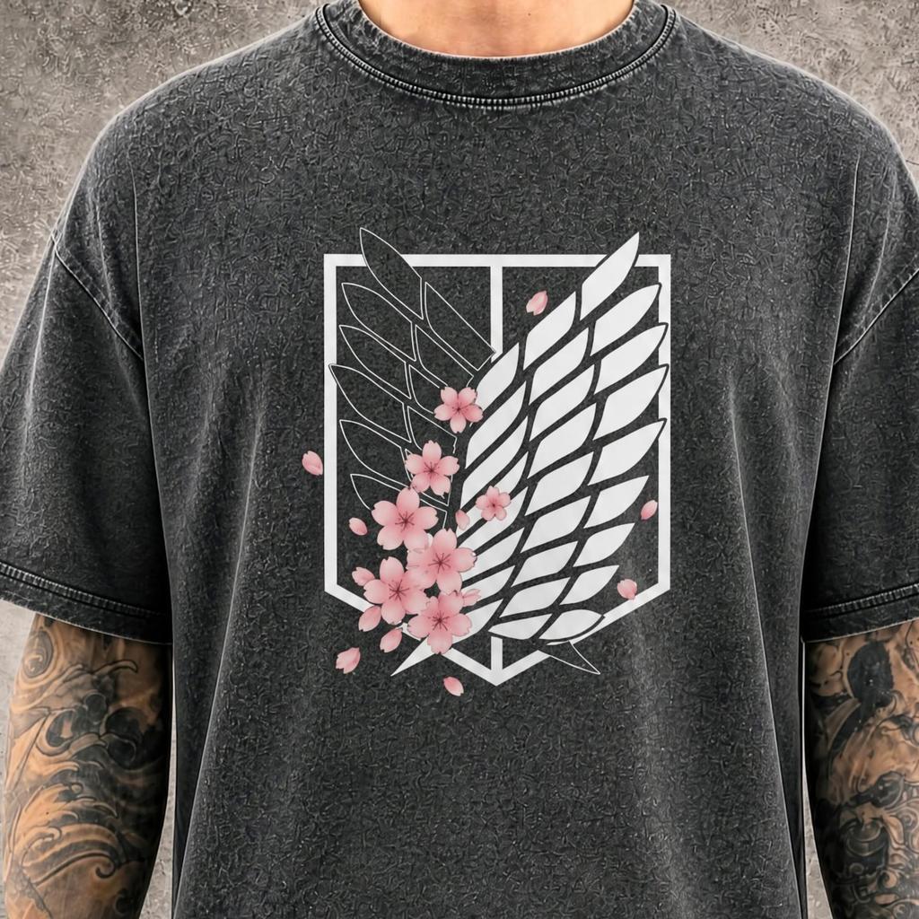 Scout Cherry Blossom Crest AOT Mineral Washed Graphic Shirt | Heavyweight Tee | Vintage Streetwear