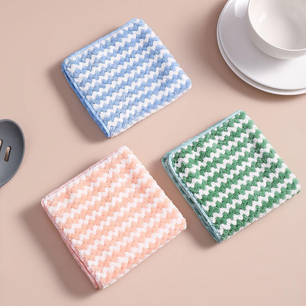 Microfiber Cleaning Rag Coral Velvet Dish Towels Kitchen Reuseable Cleaning Cloths 3pcs