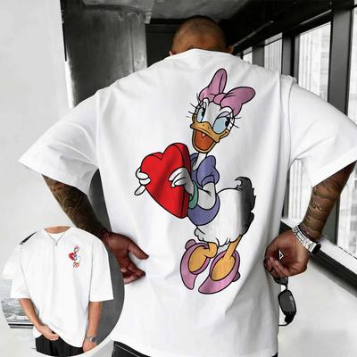2026 Été Disney Daisy T-shirt Homme Mode de Rue 100% Coton Manches Courtes Décontracté Ample Respirant Haut