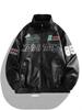 American Style PU Men's Stand Collar Racing Jacket - Windproof & Trendy
