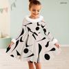 Girls High Neck Long Sleeve Blue White Printed A Line Flared Dress With Fur Trim And Bow