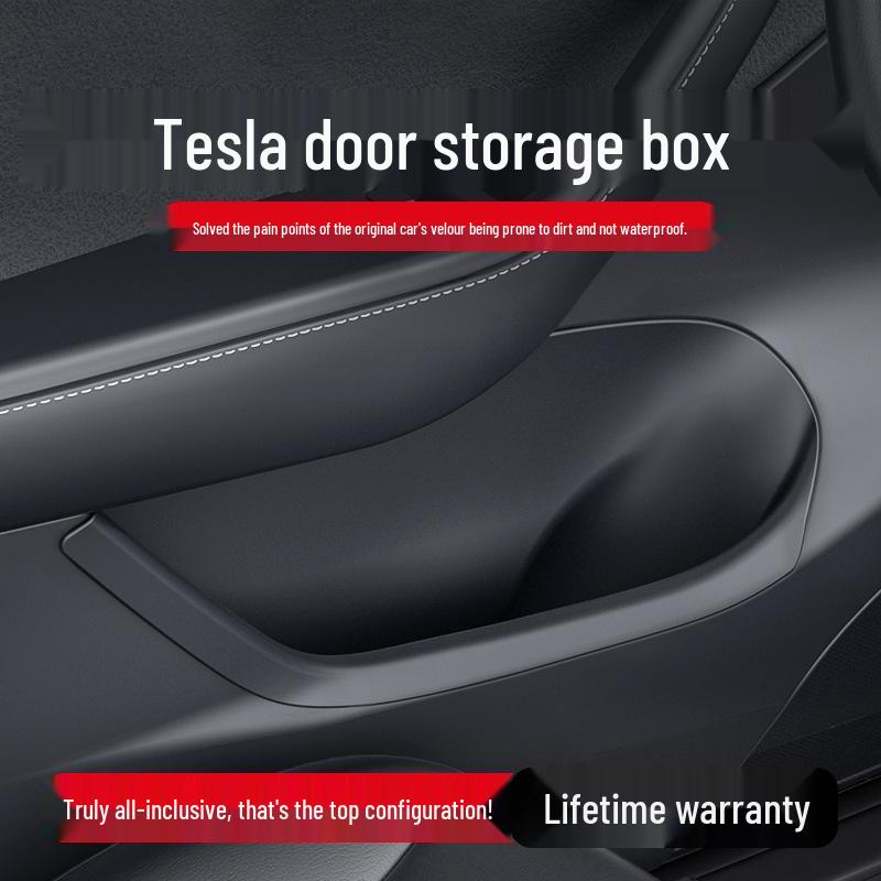 Tesla Model Y Model 3 Türschlitz-Aufbewahrungsbox mit Samtpads zum Schutz