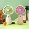 Small Handheld Fan Dual-Use Portable Fan USB Rechargeable Desk Fan Cute Mushroom Shape Personal Cooling Fan for Travel Office Home Gifts