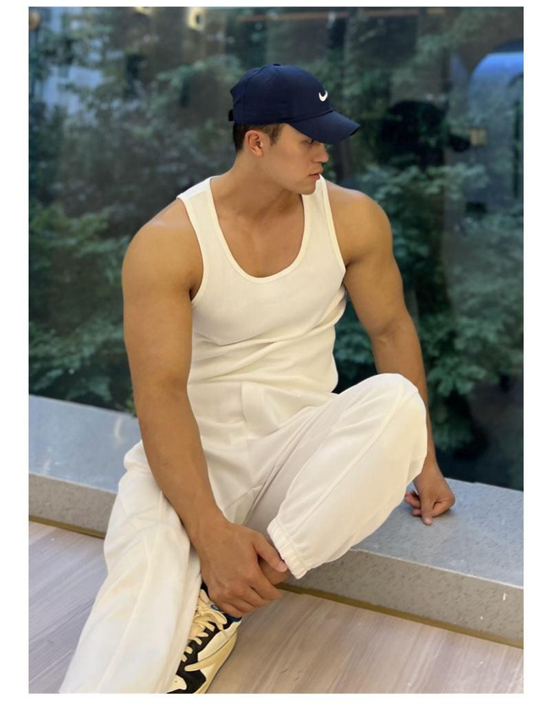 Herren Schnelltrocknendes Atmungsaktives Muskelaufbau-Tanktop - Eisseide Slim Fit, Elastisch, Rundhalsausschnitt, Große Größe.