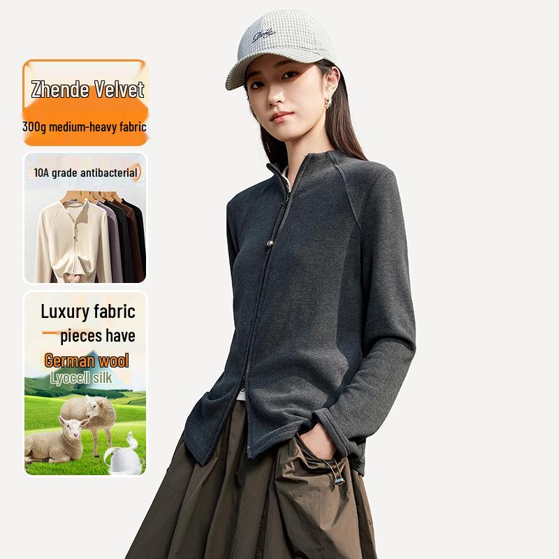 Women's Thickened Double-Sided Fleece Hoodie: Zip-Up, Slim-Fit Cardigan for Autumn & Winter