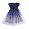 Girls Summer Star Gradient Short Sleeve Dress Cute and Pretty Skirt