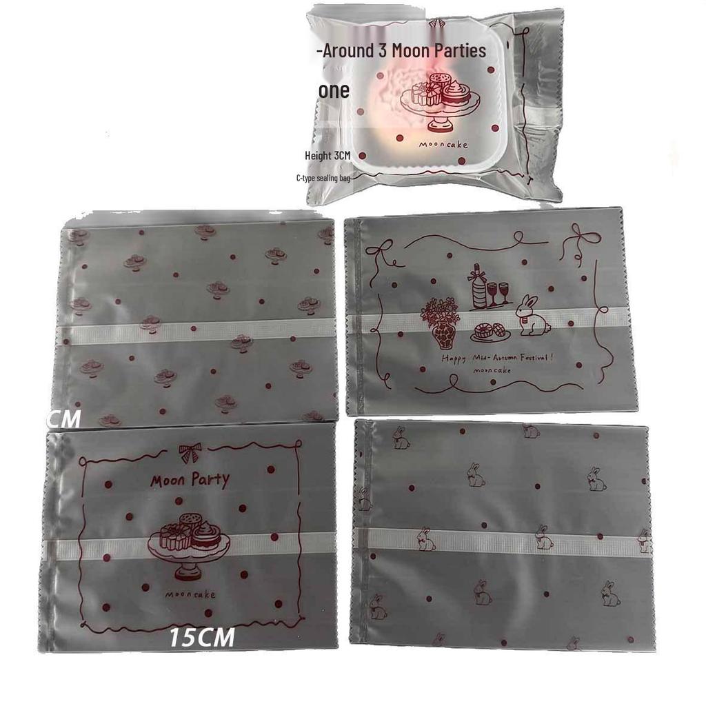 Mid-Autumn Festival Transparent Heat Seal Bag for Mooncakes, Candies, and Cookies