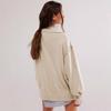 Damen Übergroßer Hoodie mit Puffärmeln und Polokragen, geteilter Saum, Streetwear Top