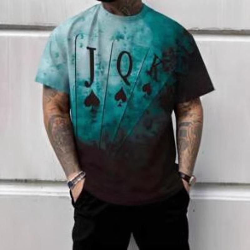 Summer Men's 3D Printed Crew Neck T-Shirt Fashion Versatile Breathable Trend Casual