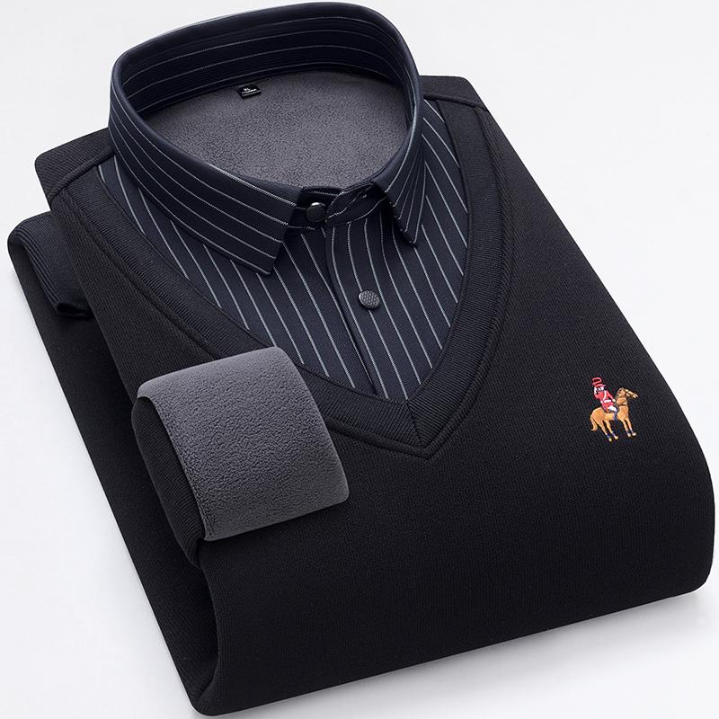 Men's long-sleeved shirts with fleece and thickening are trendy and versatile on the street. They are of high quality and cool