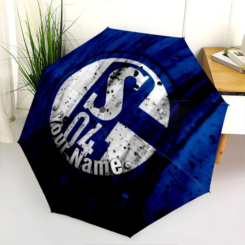 1 PC Automatic Folding Umbrella - FC Schalke 04 Custom Name Pattern, Portable & Foldable Design with 8 Ribs, Christmas Birthday Gifts