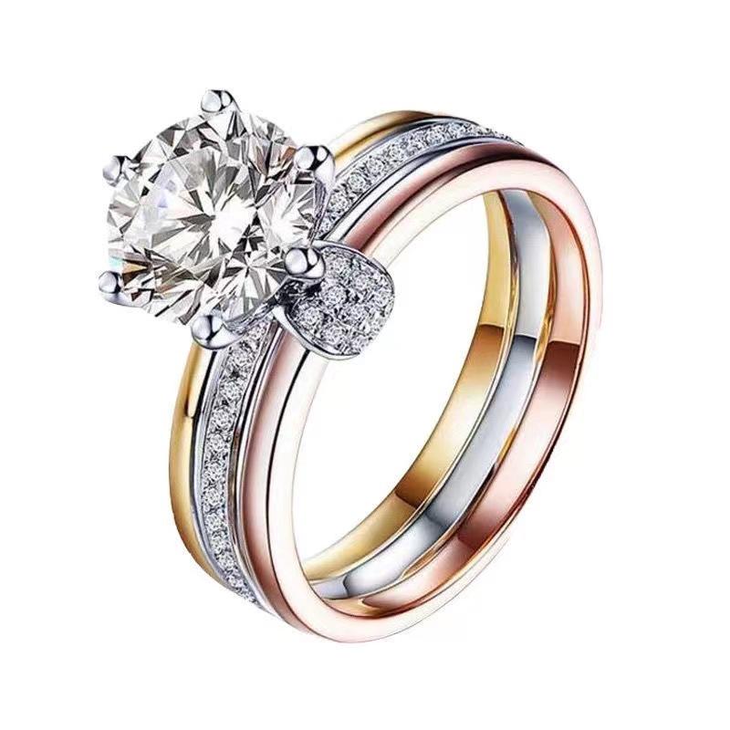 3 Carat D Color Moissanite Ring in AU750 White Gold with Side Stones - Includes Authenticity Certificate