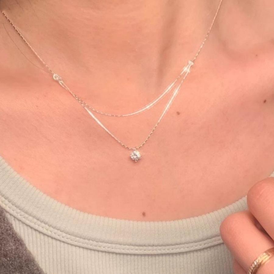 Korean super flash double-layer zircon necklace new ins style simple clavicle chain