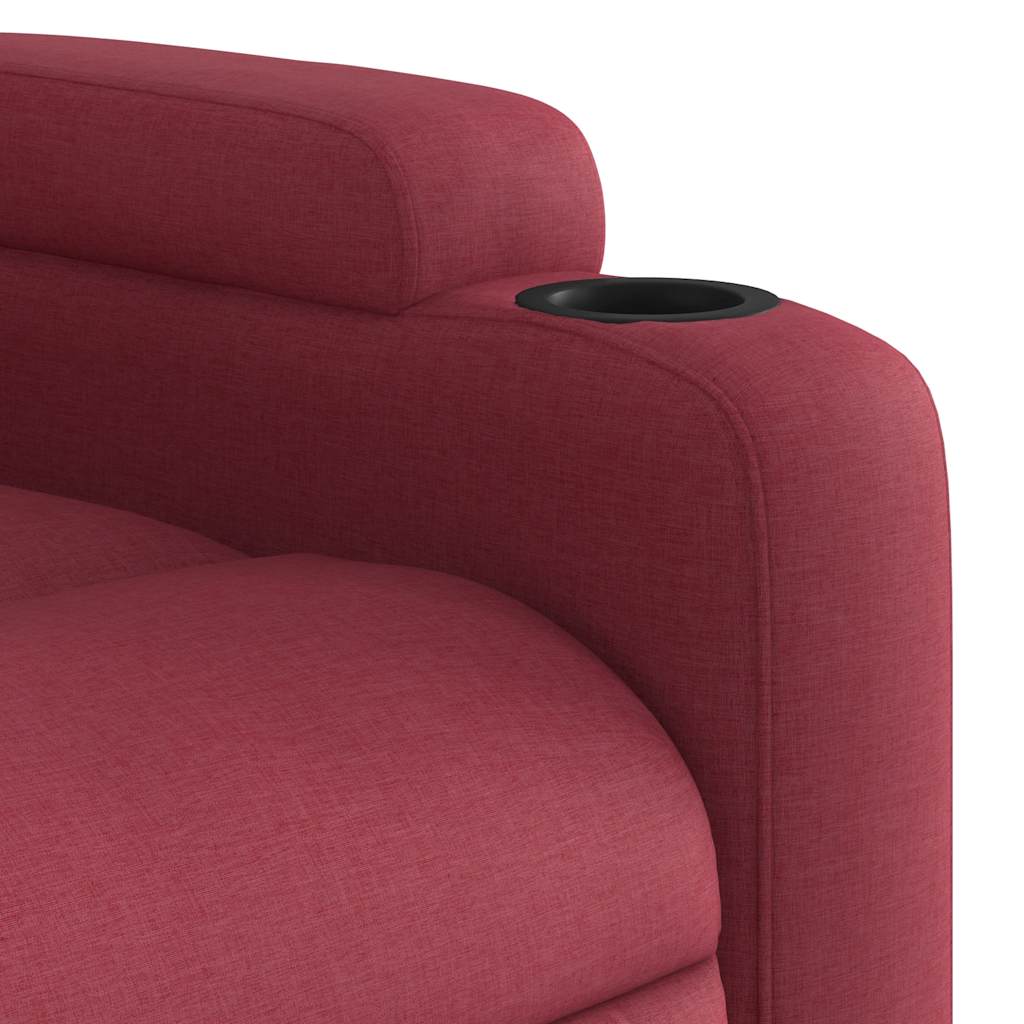 Electric Recliner Chair Wine Red Fabric