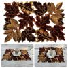 1/4pcs Autumn Maple Leaf Embroidered Table Runner Table Mat Flocked Brown Maple Design Rustic Farmhouse Thanksgiving Harves
