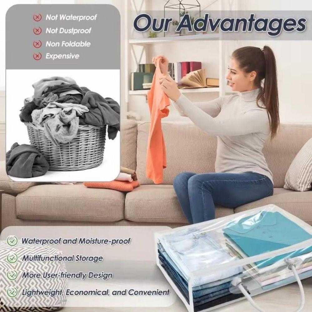 Transparent Bed Sheet Organiser Pouch Reusable Tote Bag Quilt Storage Bag  for Pillow Blanket