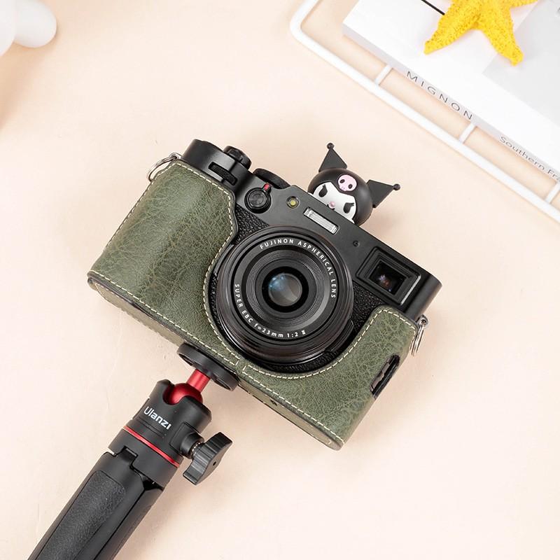 PU Leather Camera Case Fujifilm X100V - Slim Single Shoulder Bag With Arc Strap Neutral Style Men Women