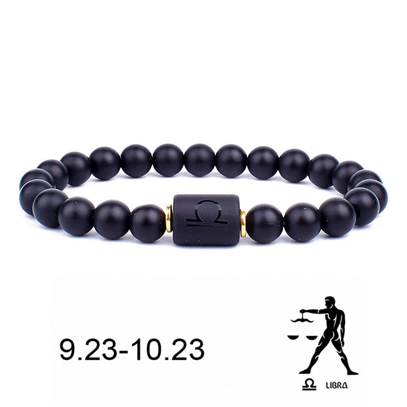 12 Constellation Bracelets Natural Black Onyx Bead Bracelet Star Sign Constellation Horoscope Couple Bracelet Friendship Jewelry