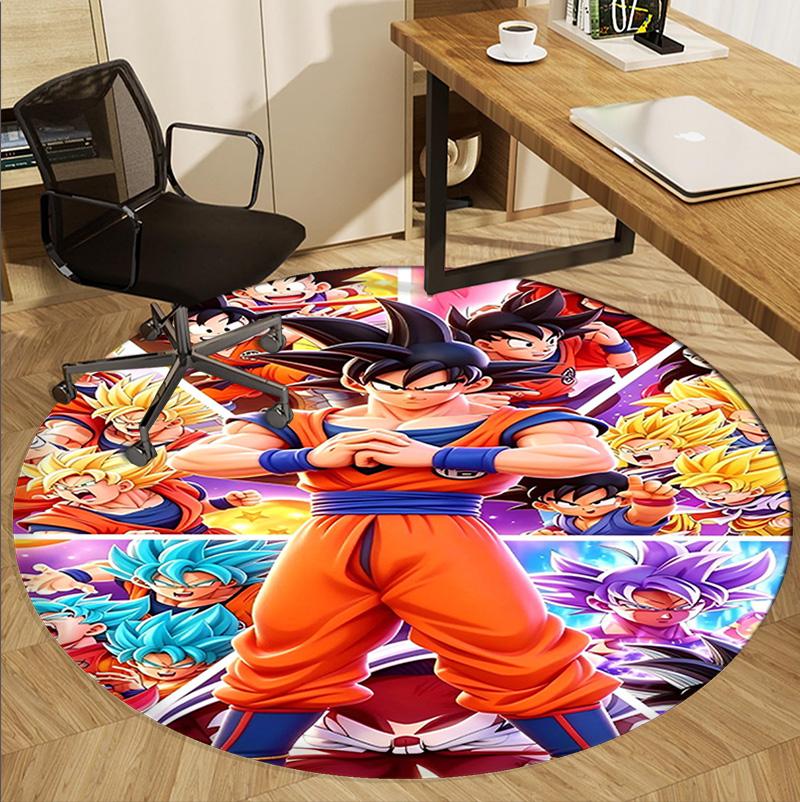 DRAGON BALL Desenli Yuvarlak Halı, İç/Dış Mekan Paspası, Piknik, Oyun Odası, Yatak Odası, Ofis, Oturma Odası, Ev Dekorasyonu Halısı, Doğum Günü Hediyesi