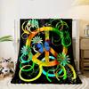 Colorful Peace Sign with Butterfly Design Flannel Blanket for Bedroom, Living Room, Sofa, and Nap Sofas.