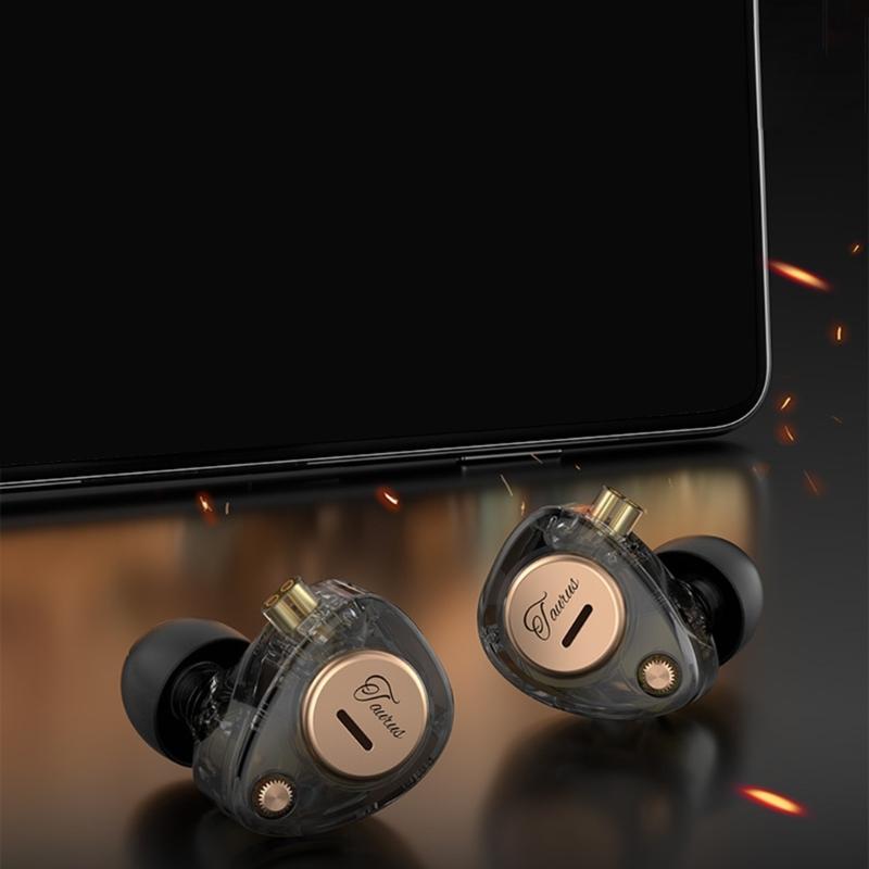 Taurus Double Dynamic Driver Cord Headphones Powerful Bass with Double-Microphones in Ear Monitor Earphones