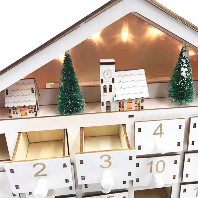 Buy Wooden House Christmas Countdown Advent Calendar with 24 Drawers ...