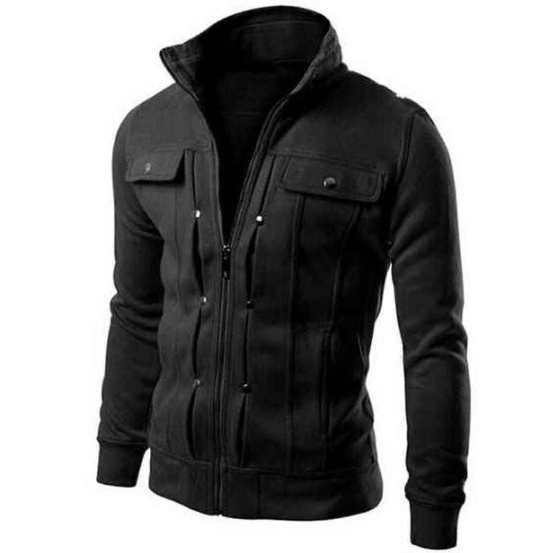 Herbst und Winter Herren Trainingsanzüge Mode Hoodies Sport Fleece Sweatshirts Stehkragen Slim Fit Jacke Mantel