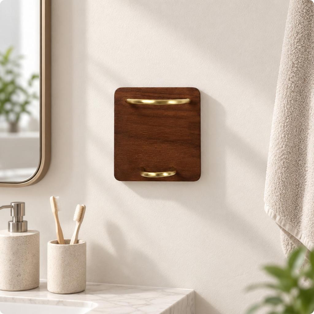WallMounted Organizer with Metal Support Rods Renter Friendly Solid Wood Wall SpaceSaving