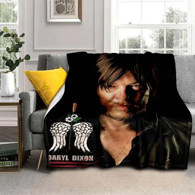 Daryl Dixon Walking Dead Movie Flannel Blanket,Warm and Soft Blanket  For Couch Sofa Office Home Travel Camping Birthday Gift