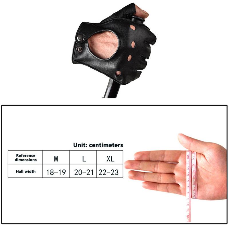 Mens Fingerless Half Finger Driving Fitness Motorcycle Cycling Goatskin  Men Pu Leather Gloves Mittens