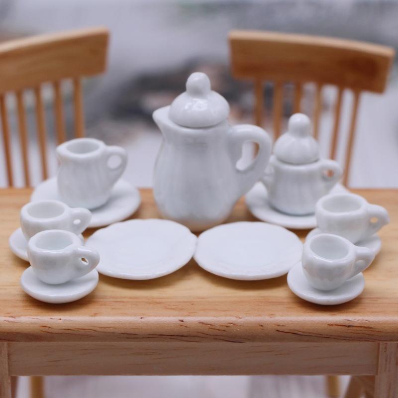 15 Pezzi 1:12 Tazzine da Tè in Porcellana in Miniatura Set Stoviglie Floreali Arredamento Casa delle Bambole Cucina Giocattoli Per Bambini Tazzine Casa delle Bambole