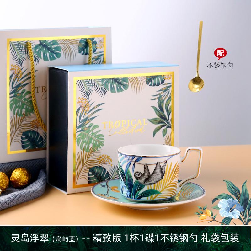 220ml Ceramic Coffee Cup Saucer Creative Flower Bird Mug Exquisite Afternoon Tea Flower Tea Coffee Cup Home Breakfast Milk Mug