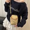 Retro Cloth Kiss Lock Shoulder Bag Korean Style Bucket Shape Crossbody Bag Artistic Versatile Women's Handbag Travel
