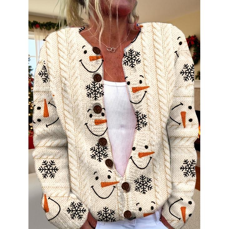 

high quality[Christmas Cardigan Sweater] Christmas Snowflake Pattern Women s Cardigan Sweater | 2025 Autumn-Winter New, Lightweight, Button-Up, Long XXL бежевий