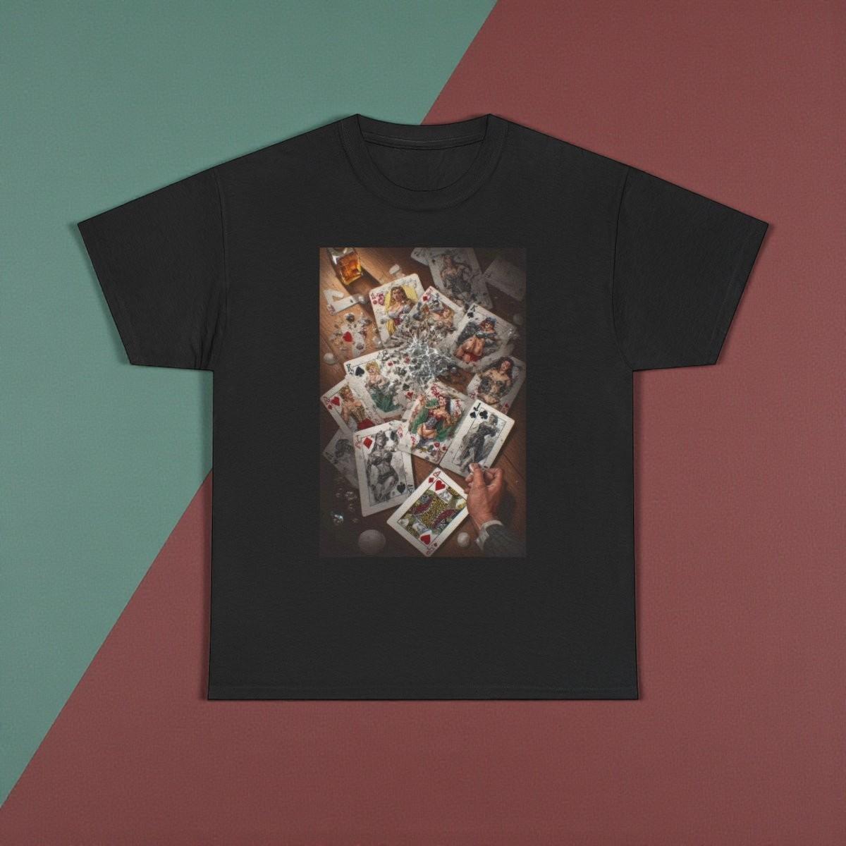 Card Trick Playing Cards Tee | Vintage Poker Illustration T-Shirt S