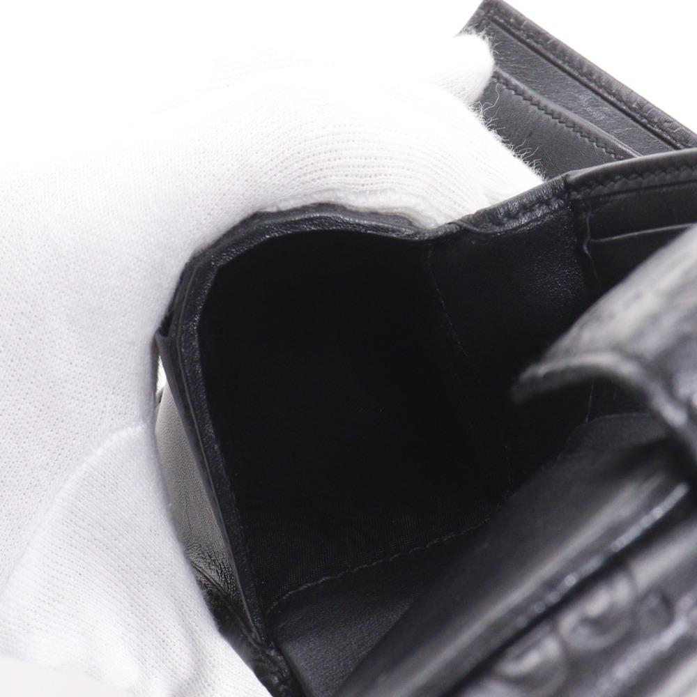 Gucci GG Bi-Fold Wallet 112664 Black Sima Leather Women Used