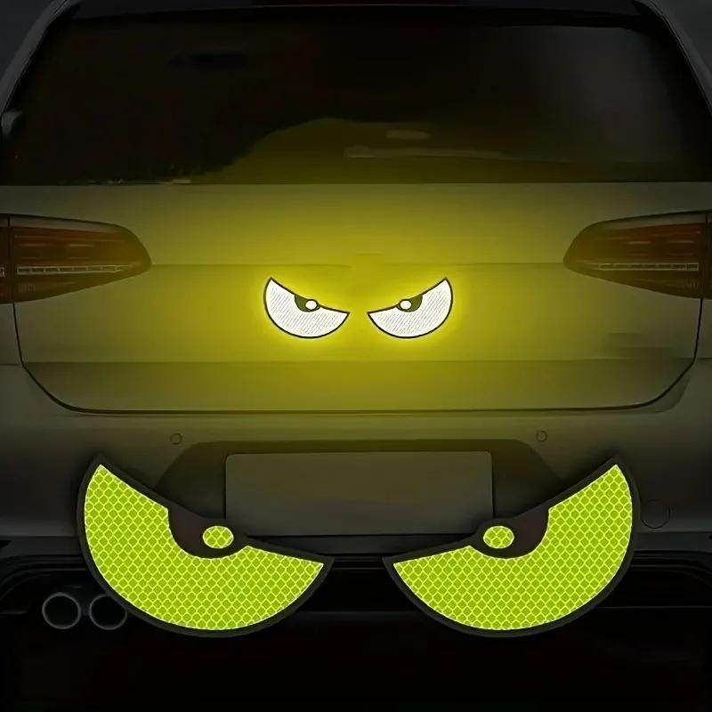 2pcs/Set Reflective Car Stickers - Improve Your Vehicle's Visibility and Safety with Devil Eye Stickers