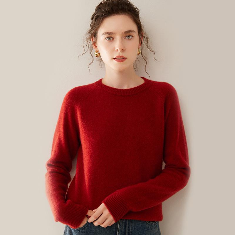 Women's Soft Cashmere Knit Long Sleeve Raglan Sweater - Warm, Loose, Comfortable, Versatile Layering Top